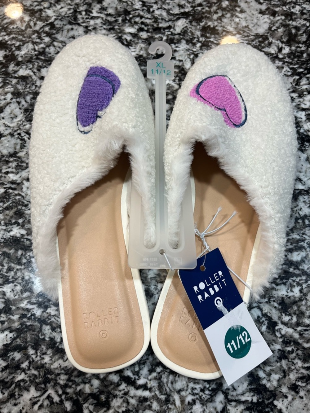 Roller Rabbit x Target Heart Fuzzy Slippers Slides 11/12 NTW sold out in stores